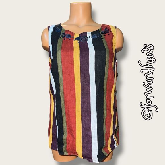 Ellen Tracy 100% Linen Sleeveless Split Back Top – Size Medium - Picture 1 of 9